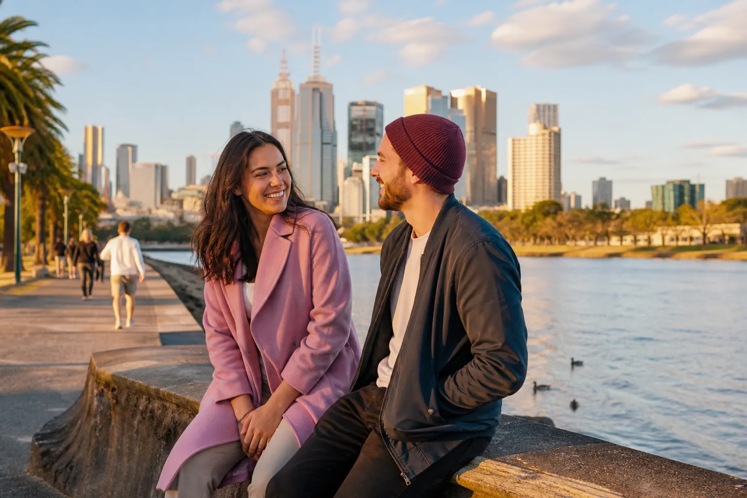 Melbourne singles meeting at a relaxed café near a tram stop