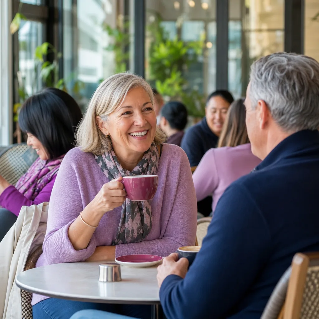 Two Melbourne singles over 50 walking through the Royal Botanic Gardens